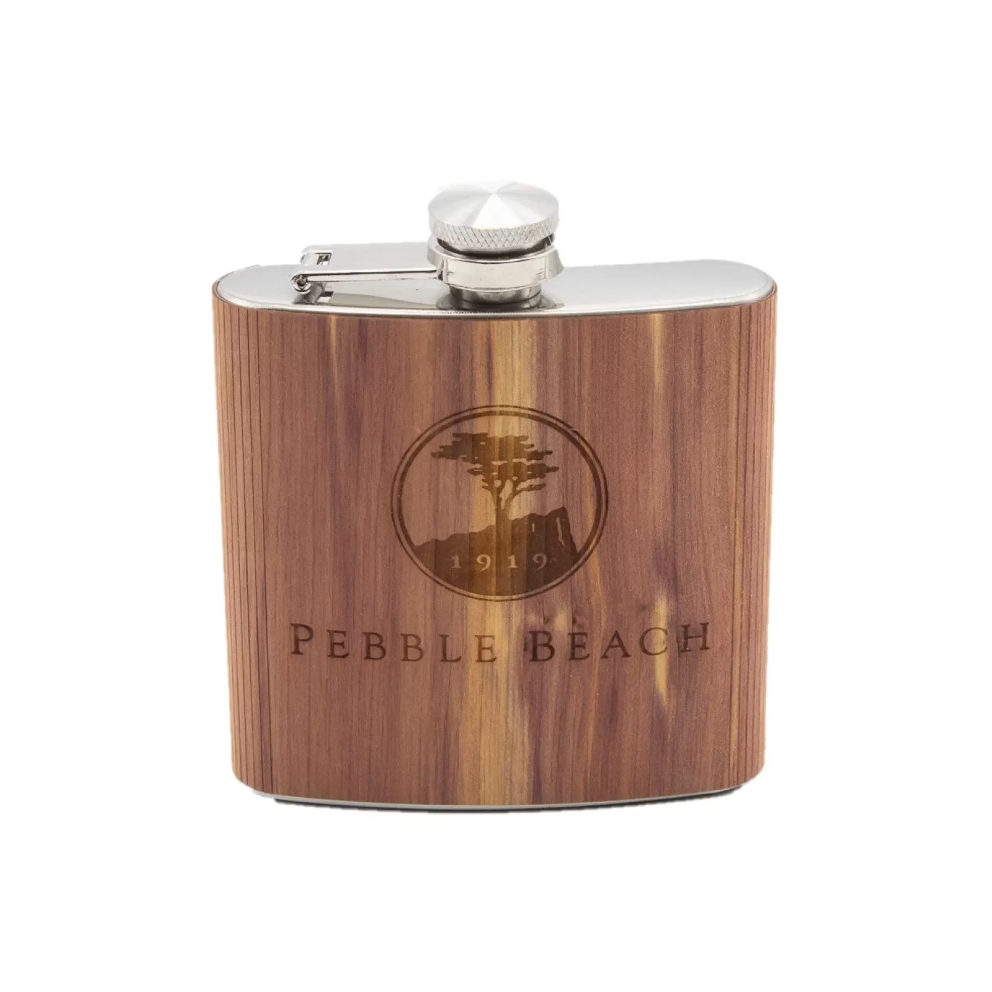 Barware<Pebble Beach Resorts Pebble Beach 6Oz Wood Flask By Woodchuck