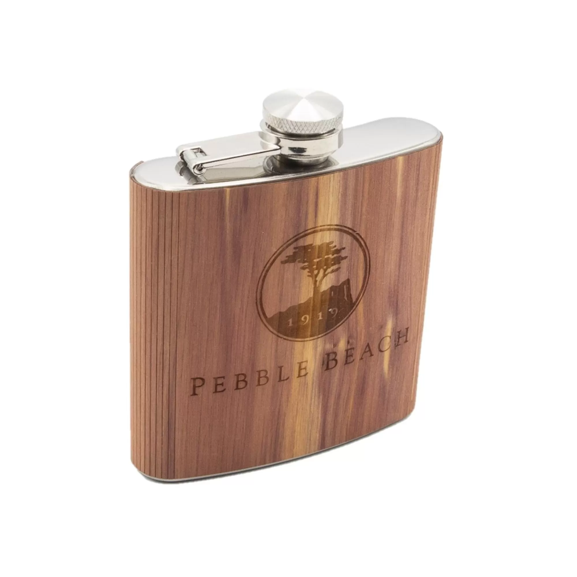 Barware<Pebble Beach Resorts Pebble Beach 6Oz Wood Flask By Woodchuck