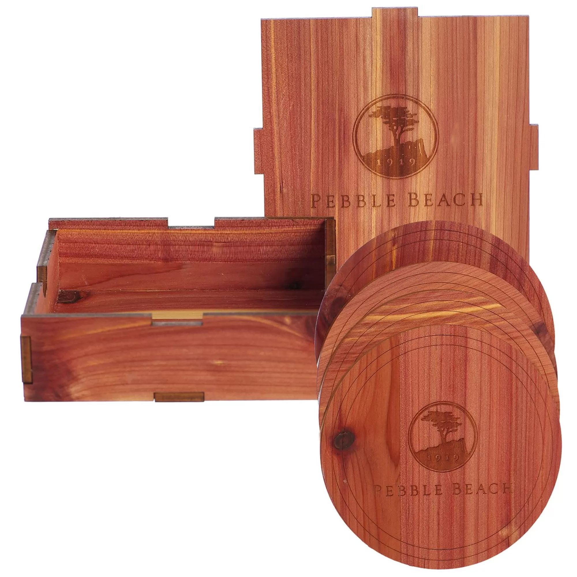 Barware<Pebble Beach Resorts Pebble Beach Cedar Coaster Set By Woodchuck